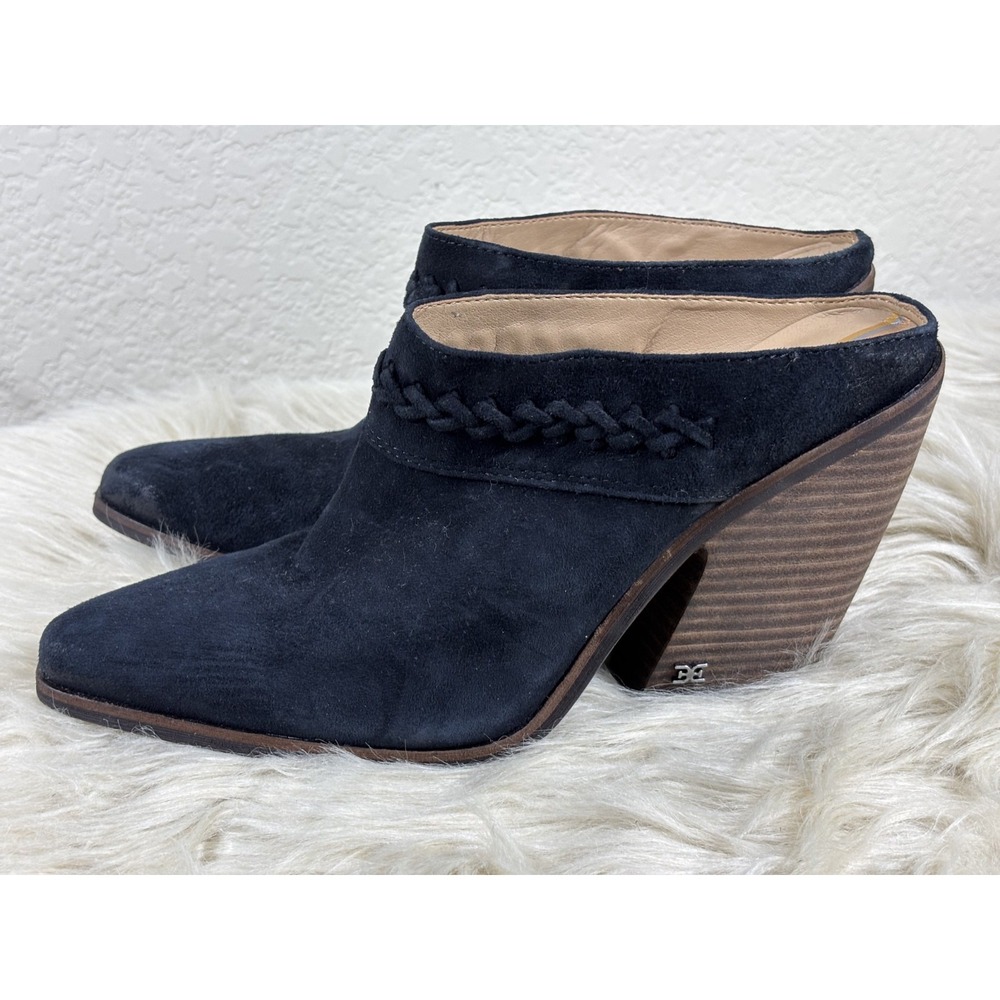Sam Edelman Alison Mule Womens 8.5 Black Suede NWT Block Heel Western - Picture 3 of 10